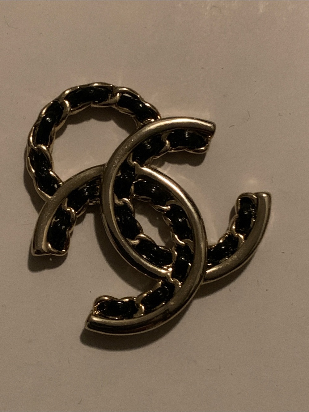 Light Gold & Black Interlocked Logo Zipper Pull Charm